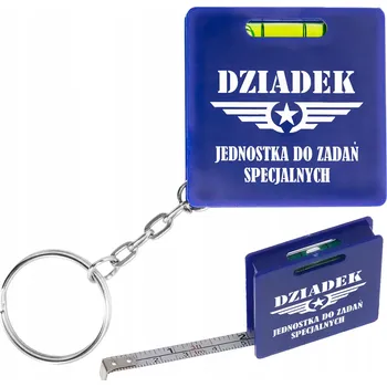 Metr svinovací 1m přívěsek na klíče s vodováhou s potiskem Dárek ke Dni dědečků