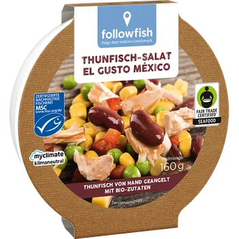 Hotové jídlo Followfood Followfish Tuňákový salát Gusto México 160 g msc MSC Množství: 1 ks