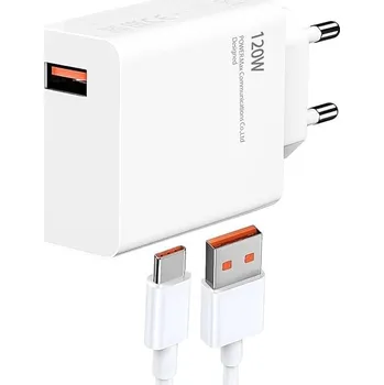 RYCHLÁ SÍŤOVÁ NABÍJEČKA PRO TELEFON | 120W | + USB-C KABEL 1M UNIVERZÁLNÍ