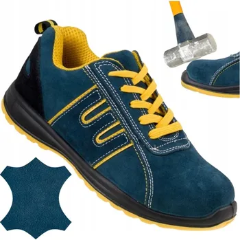 Pracovní obuv Pánské pracovní boty, sportovní polobotky z broušené kůže s ocelovou špičkou BOZP, velikost 46