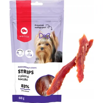 Pamlsek pro psa Sušené proužky z kachních prsou Maced Strips 60 g