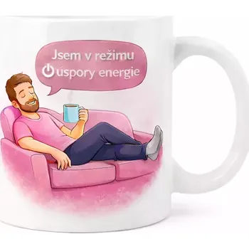 Hrnek s potiskem 330 ml úspora energie růžový růžový CZ