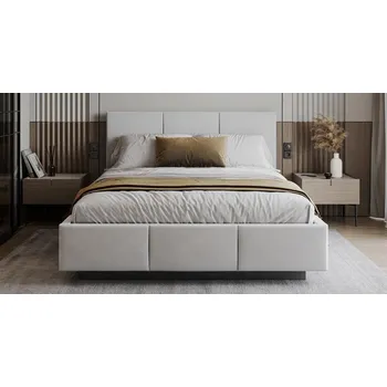 Postel Čalouněná postel AVEIRO 180x200 s kovovým zdvižným roštem PARIS BÍLÁ