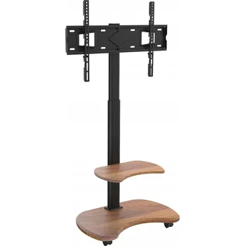 Televizní stolek TV STOLEK / PODSTAVEC NA KOLEČKÁCH, 2 POLICE, BARVA OŘECH, 32-70 PALCŮ, 45 KG, VESA