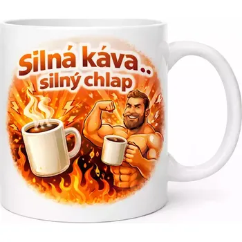 Hrnek s potiskem 330 ml silná káva červený červený CZ