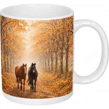 Hrnek 330 ml podzimní procházka s koňmi CZ