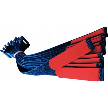 Suchý zip s přezkou na kabely 20x425mm - černo-červený