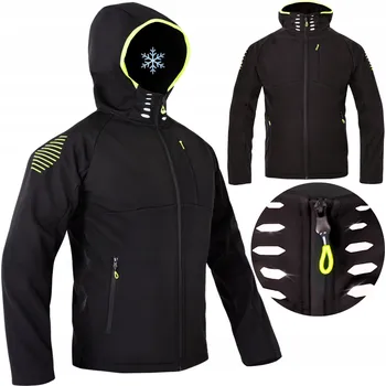 Pánská softshellová bunda Specto černá rozepínací přechodová softshellová bunda s kapucí, velikost S