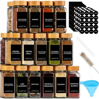 Sklenice Sklenice na koření s etiketami 120 ml 24 ks bambusová víčka