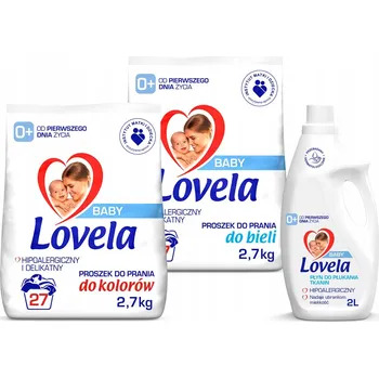 Prací prášek Sada Lovela Baby Prášek na bílé a barevné prádlo + Aviváž 54 praní