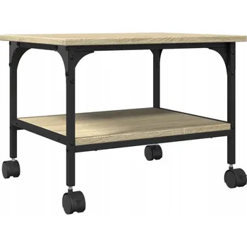 Konferenční stolek STOLEK/STOJAN NA TISKÁRNU NA KOLEČKÁCH, 2-PATROVÝ, DUB SONOMA, 50X40X38CM, LOFT