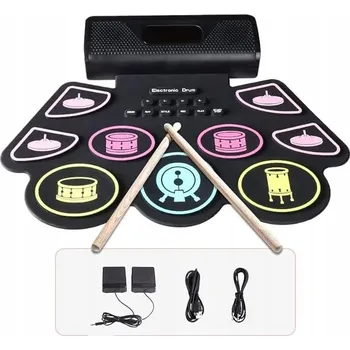 Hudební nástroj pro děti ELEKTRONICKÉ BICÍ PRO DĚTI 9 PADŮ DVOJITÉ STEREO REPRODUKTORY OD 3 LET