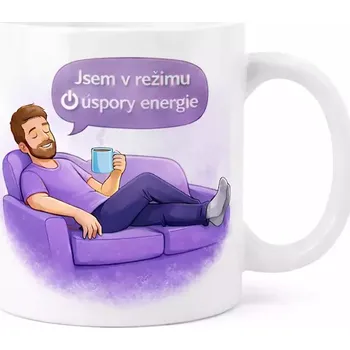 Hrnek s potiskem 330 ml úspora energie fialový fialový CZ