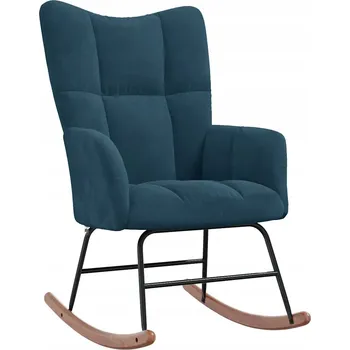 Křeslo Sametové křeslo modré 61 x 78 x 98 cm s dřevěnými lyžinami