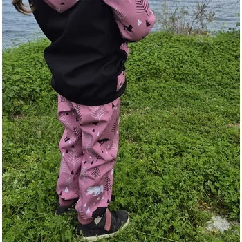 Yháček Softshellové kalhoty Yháček, jarní, Lesní zvěř na sarorůžové Velikost: 68