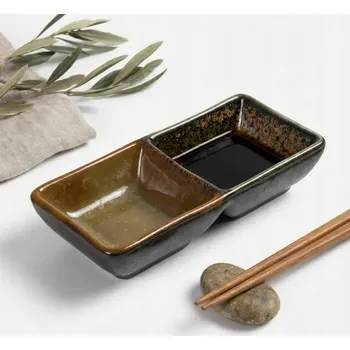 MISKA NÁDOBA NA OMÁČKU DIPŮ SUSHI OMÁČNÍK KERAMICKÁ OBDÉLNÍK 2x 50 ml