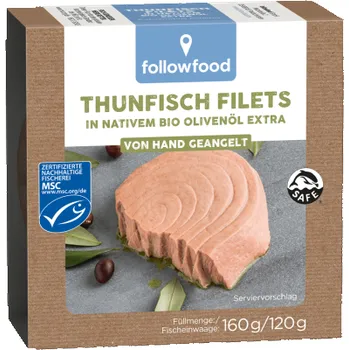 Hotové jídlo Followfood Filety z tuňáka v bio olivovém oleji 160 g msc MSC Množství: 1 ks