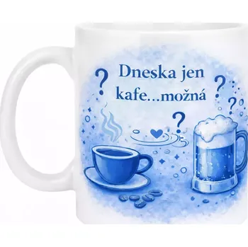 Hrnek s potiskem 330 ml možná kafe modrý modrý CZ