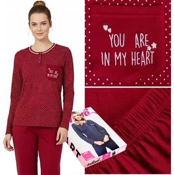 Dámské pyžamo INFIORE Dámské pyžamo s dlouhým rukávem, na Knoflíky, s kapsou, GRANÁTOVÁ barva, velikost M