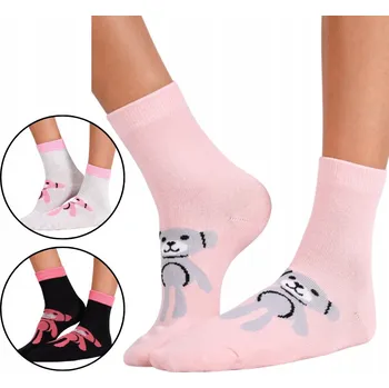 Dámské ponožky Dívčí dlouhé bavlněné Ponožky s medvídkem, 3 ks, velikost 35-38 YOCLUB