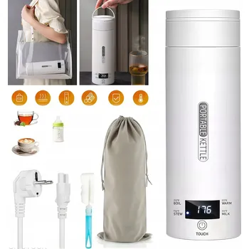 Rychlovarná konvice MINI ELEKTRICKÁ KONVICE 0,5 L 300 W S HRNÍČKEM, 4 NASTAVENÍ TEPLOTY A LCD DISPLEJEM