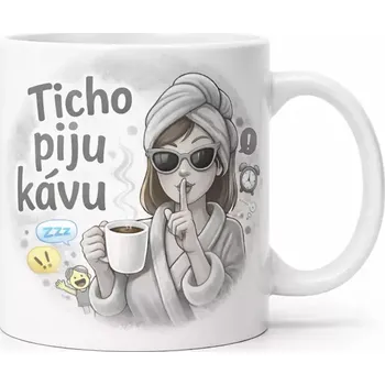 Hrnek s potiskem 330 ml ticho šedý šedý CZ