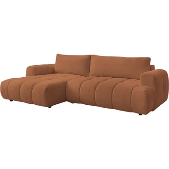 Pohovka Bobochic Paris Terakotově oranžová bouclé rozkládací pohovka Fuji 292 cm, levá