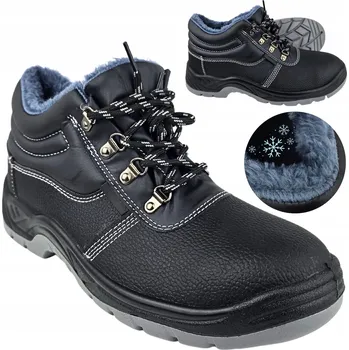 Pracovní obuv Zimní pracovní boty pánské Kotníkové Zateplené kožené bez ocelové špičky Lehké