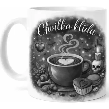 Hrnek s potiskem 330 ml chvilka klidu černý černý CZ