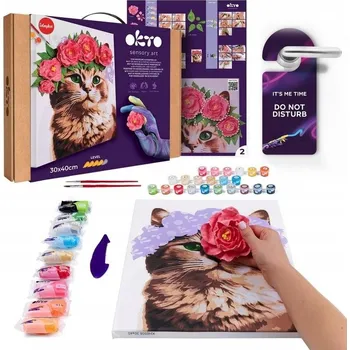 Obraz Kreativní umělecká sada pro tvorbu obrazů - Kočka v květinovém věnci