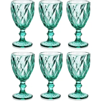 Sklenice Skleněné sklenice na víno a vodu AFFEK DESIGN ELISE TURQUISE 300 ml 6 ks.