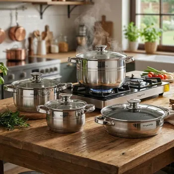 Sada nádobí Sada hrnců na indukci Konighoffer Bari Silver 8 kusů