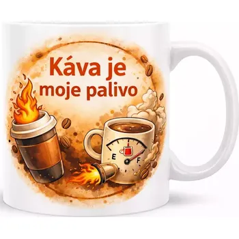 Hrnek s potiskem 330 ml káva je palivo barevný barevný CZ