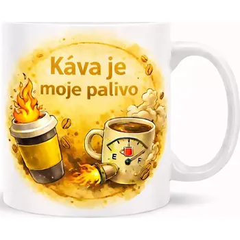 Hrnek 330 ml káva je palivo žlutý žlutý CZ