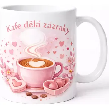Hrnek s potiskem 330 ml kafe dělá zázraky světle růžový světle růžový CZ