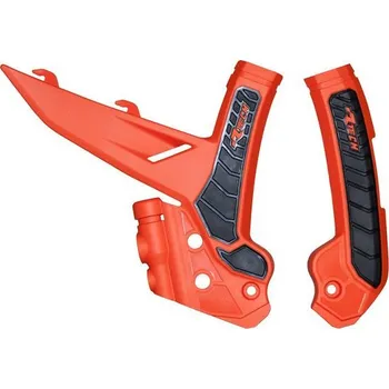 RACETECH (RTECH) 2025/12 kompletní kryty rámu BI-mateRIAL SUPER GRIP KTM EXC / EXCF 150 / 250 / 300 / 450 / 500 24, SX 250 / 300 23-24, SXF 250 / 350 / 450 23-24, XC / XCF 125 / 250 / 300 / 350 / 450 23-24 barva oranžová / černá (RACETECH (RTECH) 2025/12)