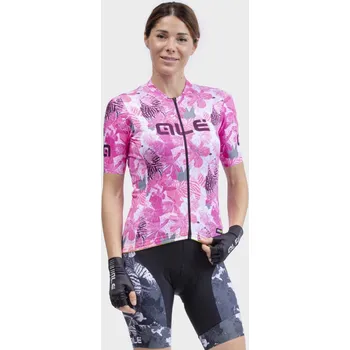 cyklistický dres ALÉ Cyklistický dres s krátkým rukávem - PR-R AMAZZONIA LADY - bílá/šedá/bordó/růžová S