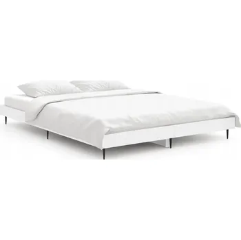 Postel Rám postele z dřevotřísky a kovu, bílý, 193x143x20 cm