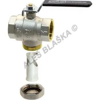 Instalatérský materiál TECNOVIELLE SpA - Itálie | Kulový kohout (ventil) s vestavným filtrem SUPERFILTER s pákou - 6/4" TVL.0140