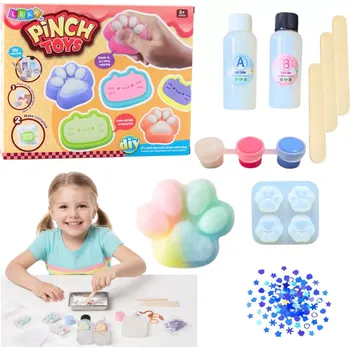 kreativní sada Kreativní DIY sada na výrobu antistresových squishy – kočičí tlapka, 44 dílů