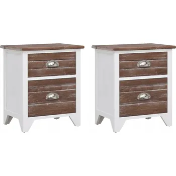 Noční stolek 2 noční stolky Se 2 zásuvkami hnědo-bílé