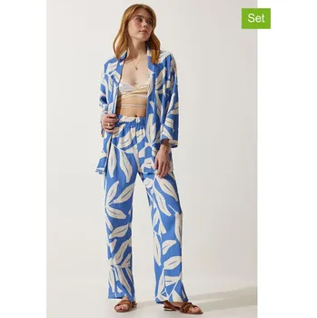 Dámské kalhoty Happiness Istanbul Blau/ Creme 722517 42