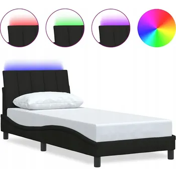 Postel Černý Rám postele s polštářem a LED osvětlením 218 x 85 x 74,5 cm