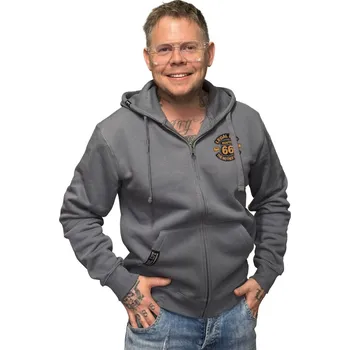 Pánská mikina Pánská mikina LEGAL LIFE Route 66 Velikosti: 5XL, Vyber si variantu: Anthrazitová se zipem