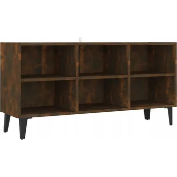 Obývací pokoj TV stolek, kovové nohy, kouřový dub, 103,5x30x50 cm
