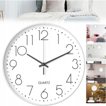 Hodiny Nástěnné hodiny, 30 cm Moderní tiché nástěnné hodiny, KULATÝ ZEGAR ŚCIENNY