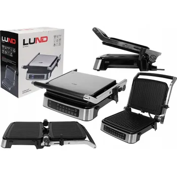 Kuchyňský gril Kontaktní, skládací elektrický gril Lund 67450 stříbrný/šedý 2000 W