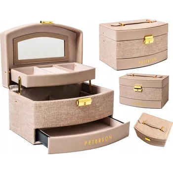 Šperkovnice PETERSON rozkládací šperkovnice, prostorná kufřík na šperky se zámkem