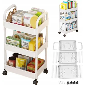 regál VÍCEÚČELOVÝ, TŘÍPATROVÝ REGÁL NA KOLEČKÁCH PRO SKLADOVÁNÍ V KUCHYNI
