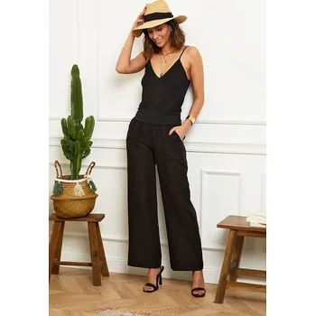 Dámské kalhoty Le Monde du Lin Schwarz 8267463 36/38